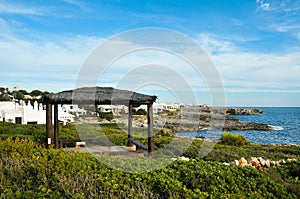 Binibeca coastline in Menorca Spain