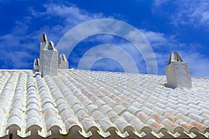 Binibequer Vell in Menorca White roof chimney Sant Lluis photo