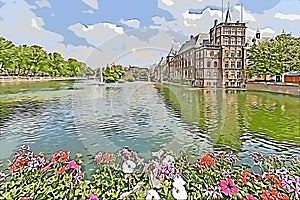 Binnenhof - Dutch Parliament and Government illustration