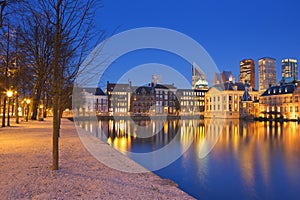 Binnenhof in The Hague, The Netherlands at night