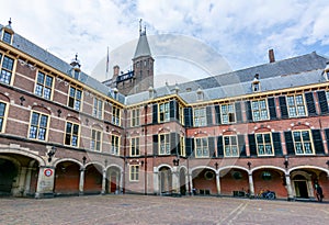 Binnenhof palace Dutch parliament courtyard in Hague, Netherlands