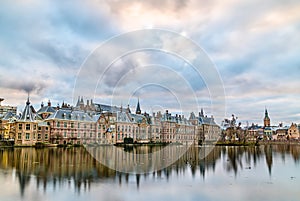 Binnenhof Palace at the Hofvijver lake in the Hague, the Netherlands