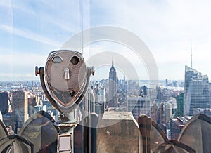 Binocular against observation deck view.