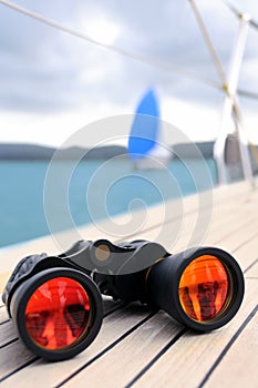 Binocular on the deck of yacht