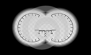 Binocular scale military view with optical sight.