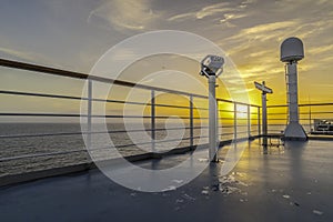 Binoculars on the deck of a cruise ship