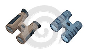 Binoculars or Field Glasses as Two Refracting Telescopes for Viewing Distant Object Vector Set