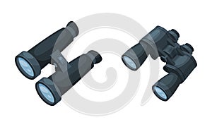 Binoculars or Field Glasses as Two Refracting Telescopes for Viewing Distant Object Vector Set