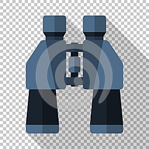 Binoculars icon in flat style on transparent background