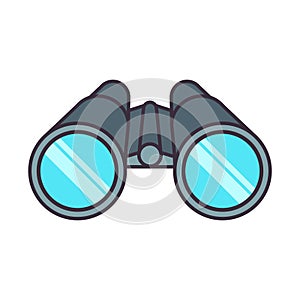 Binoculars icon in line fill style.