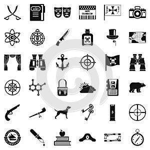 Binoculars icons set, simple style