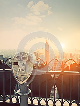Binoculars in Manhattan Sunset