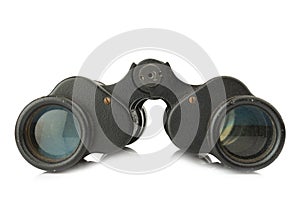 binoculars old. dirty. isolated on white background photo