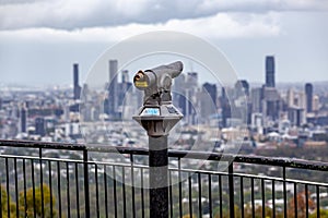 Binoculars overlooking the Brisbane city.