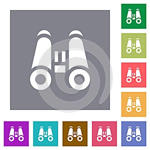 Binoculars solid square flat icons