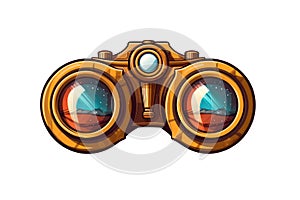 Binoculars Sticker On Isolated White Background