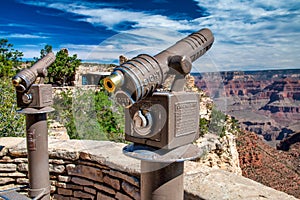 Binoculars with a view on South Rim, Grand Canyon National Park, USA