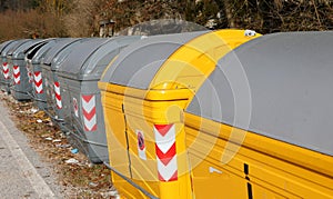 bins for the separate collection of waste in the ecological area photo