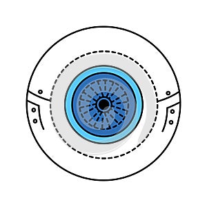 Bio artificial eye color line icon. Type of craniofacial prosthesis. Replaces an absent natural eye. Pictogram for web page, photo