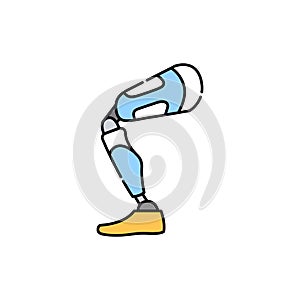 Bio artificial leg color line icon. Disability. Isolated vector element.