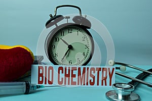 Bio Chemistry Planning on Background of Working Table with Office Supplies