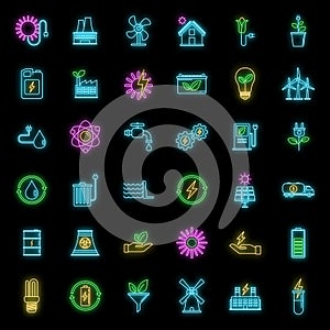 Bio clean energy icons set vector neon