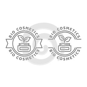 Bio cosmetics line vector label