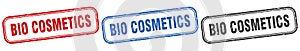 bio cosmetics square isolated sign set. bio cosmetics stamp.