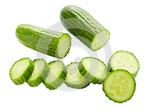 Bio cucumber sliced isolated on white background