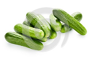 Bio cucumbers isolated on white background