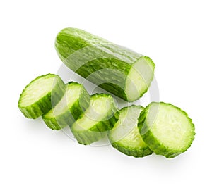 Bio cucumbers sliced isolated on white background