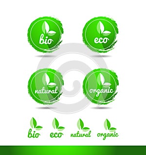 Bio eco natural organic grunge logo icon badge