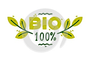 Bio Ecology Badge and Green Eco Label or Sticker Vector Template