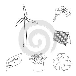 Bio and ecology outline icons in set collection for design. An ecologically pure product vector symbol stock web