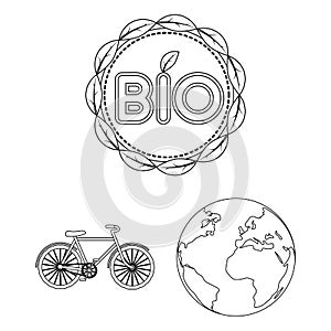 Bio and ecology outline icons in set collection for design. An ecologically pure product vector symbol stock web