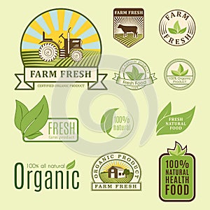 Bio farm organic eco healthy food templates and vintage vegan