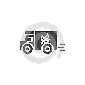 Bio food delivery truck vector icon