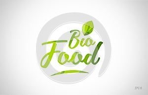 bio food green leaf word text logo icon typography