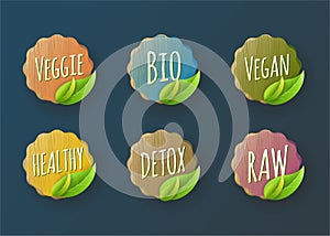 Bio Food Lable Set. Vector Illustration Collection