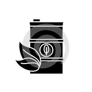 Bio fuel black icon, vector sign on isolated background. Bio fuel concept symbol, illustration