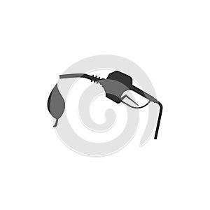 Bio fuel concept with fueling nozzle and leaf icon isolated. Natural energy concept. Gas station gun sign. Flat design