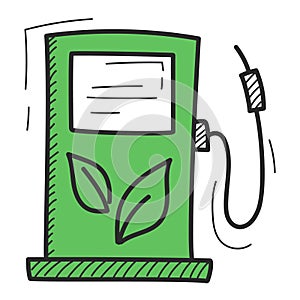 Bio fuel pump in doodle style vector isolated