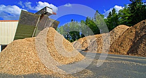 Bio fule (biomass) storage of against blue sky