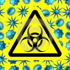 Bio hazard caution. Biological danger toxic symbol, virus risk, biohazard alert