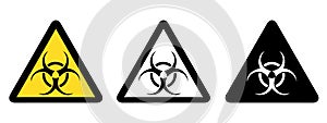 Bio Hazard Warning Signs - Yellow, Black and White Vector Illustrations - Isolated On White Background