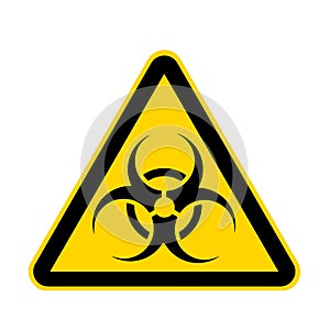 Bio-hazard yellow danger sign isolated on white with clipping path