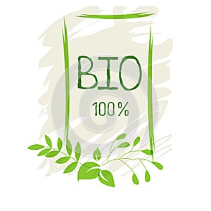 Bio healthy organic food label and high quality product badges. Eco, 100 bio and natural product icon. Emblems for cafe