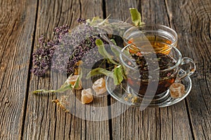 Bio herbal tea on table