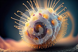 Bio life under the microscope, macro image, digital illustration