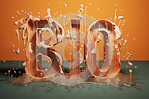 bio in a liquid font,, in the style of photorealistic renderings, orange. Ai generated